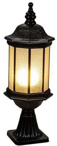 Generico Illuminazione for pali da esterno da 21,3 pollici con base for montaggio su molo, lampada da recinzione con paralume in vetro, illuminazione for