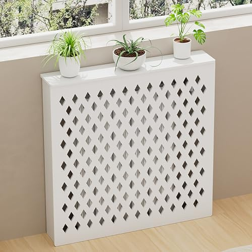 Cache-Radiateur En Bois Pour Ancien Radiateur - Blanc Pour, Meuble De Chauffage, éTagèRe DéCorative Pour Salon, Maison, Chambre, Salle Bain, Facile à Installer(70x80x15cm/28x32x6)