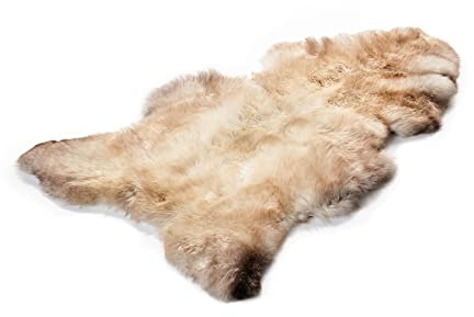Decorating Sheepskins Premium Merino - Alfombra de piel de oveja auténtica (100 – 110 cm, inodora, piel de cordero, para sofá, piel de cordero, piel de oveja), color beige y gris