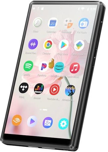 96GB MP3 Player mit Bluetooth und WiFi, Oilsky 4,7 Zoll 1080P Touchscreen Digitaler MP4-Player, Android 13.0 Mp3-Player mit Spotify Kids, Online Musikplayer (schwarz2)