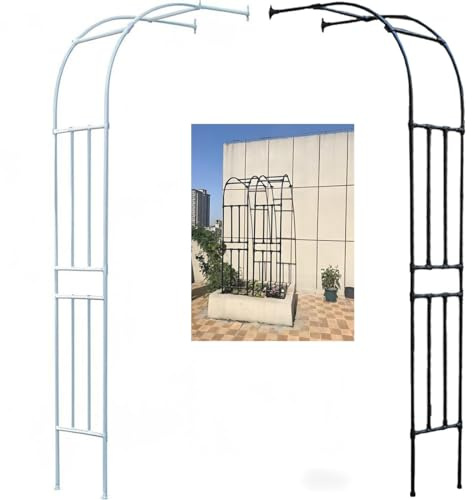 Outdoor Metal Half Garden Arch Trellis - 10 Sizes Elegant Arbor for Climbing Plants Grapevine & Jasmine Decorative Pergola for Garage & Patio (White H240 x W120cm)