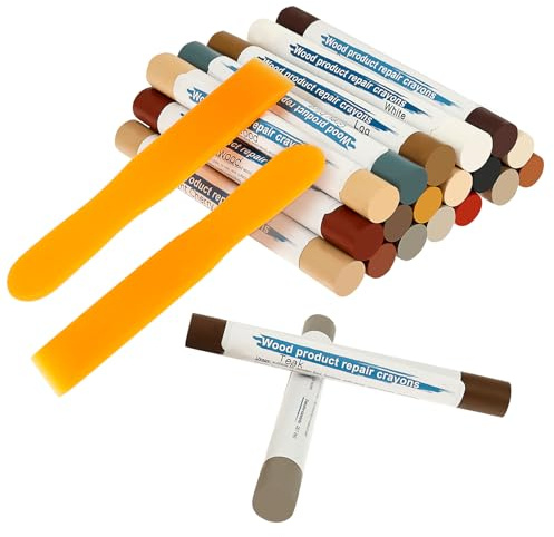 Laminat Reparaturset 20 Farben Holz Reparaturstift Holz Reparaturset für Flecken Kratzer Lack Ausbessern Schrammen Möbelreparaturstift für Möbelrestaurierung Bodenbeläge Schränke