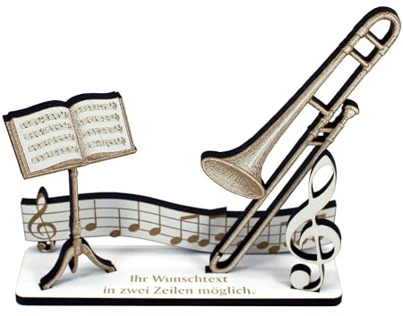 DEKOLANDO Dekoaufsteller Geldgeschenk Posaune – Geschenk für Musiker mit Wunschtext - Posaunist & Posaunistin – Jazz Blasmusik Funk Geschenkidee
