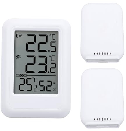 YDuupxe Termometro Igrometro Digitale, Misuratore di umidità della Temperatura con Display Wireless da 328 Piedi da 2,56 Pollici con Trasmettitori Ricevitori per Ufficio Domestico