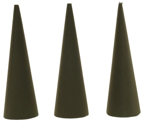 GARVALON 3 Pezzi Coni di Schiuma Floreale Verde Spugna Umida per Composizioni Floreali Cono Blocchi Resistenti per Fiori Freschi e Secchi per Decorazioni Natalizie Matrimoni e Feste