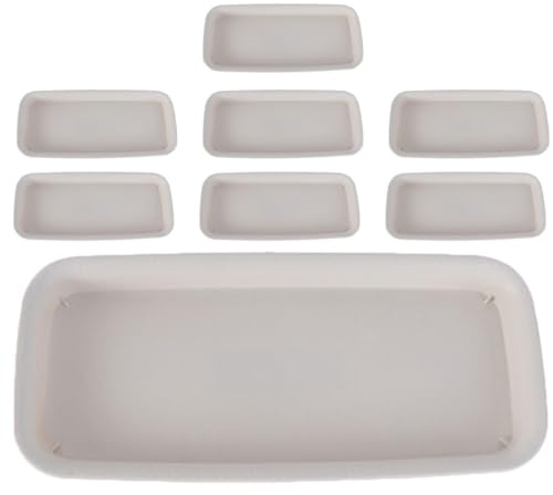 Yardenfun 8 Stück Pflanzschalen aus Kunststoff Rechteckige Blumentopfuntersetzer Wasserauffangende Pflanzentropfschalen für Zimmer und Gartenpflanzen Cremeweiß
