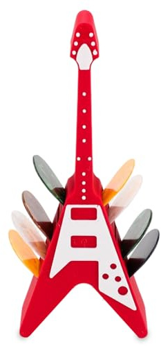 LUMIREX Gitarren Plektrum Halter, Plektrum Box mit Rot Mini Gitarre Design, Praktischer Plektren Aufbewahrungsbehälter, Gitarrenzubehör Geschenke für Gitarristen Musikliebhaber Gitarrenpraxis