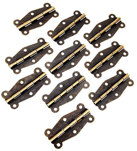 Dophee 10PCS Brass Vintage Butterfly Hinge 51x24mm Antique Bronze Mini Hinges Retro Box Hinges for Home Furniture Toolbox Cabinet Drawer Door Hardware | Antique Bronze Small Flat Hinges for Cabinet Door Wooden Case Jewelry Box Chest Wine Box Toolbox Cupboard DIY Projects