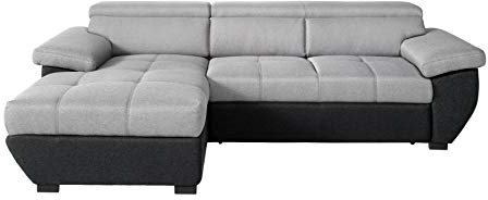 Mivano Ecksofa Speedway / Moderne Couch in L-Form mit verstellbaren Kopfteilen und Recamiere / 267 x 79 x 170 / Zweifarbig: Grau-Schwarz