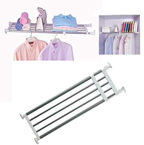 BAOYOUNI Erweiterbar Kleiderschrank Einlegeböden Schrankregal Einstellbare Lagerregal Schrank DIY Organizer Kleiderstangen Regalteiler für Küche Badezimmer Schlafzimmer 60-80cm