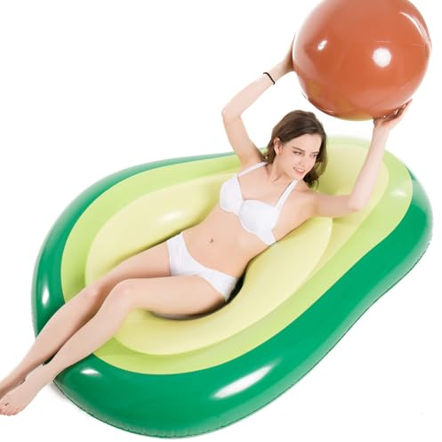 Jasonwell Inflatable Avocado Pool Float Floatie with Ball Water Fun Large Blow Up Summer Beach Swimming Floaty Party Toys Lounge Raft for Adults (XL)