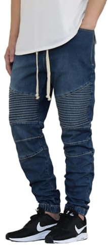 AIRNINE Men's Biker Denim Jogger Pants S-5XL (Indigo, 4X-Large)