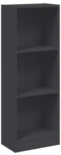 vidaXL Bücherregal 3 Fächer Wandregal Aktenregal Standregal Büroregal Regal Mehrzweckregal Aufbewahrungsregal Grau 40x24x109cm Holzwerkstoff