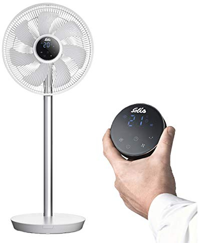 Solis Silent Eco 7584 Standventilator - Ventilator Leise - 8 Geschwindigkeitseinstellungen - 3 Programme - Ventilator mit Fernbedienung - Ausschalttimer - 88 cm - Grau