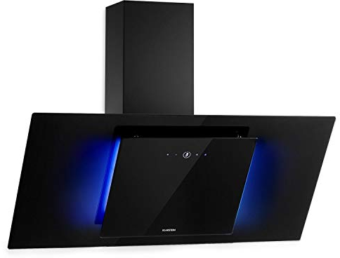 KLARSTEIN Eleonora - hotte aspirante, CEE A++, capacité: 426 m³/h, commande tactile, éclairage LED RVB, 60 dB, évacuation ou recirculation d'air, filtre à graisse, 90cm - noir