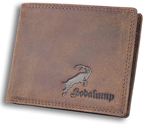 Hodalump Echt-Leder Geldbörse • Geldbeutel für Damen und Herren mit RFID-Schutz • Portmonee mit Münzfach in Braun