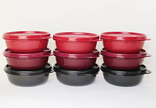 Tupperware Kühlschrank Hit-Parade 3x300ml, Schwarz, Rot, Weinrot, Flip-Top Verschluss, Spülmaschinenfest, Kunststoff, Retro, Vintage, Lebensmittelbehälter, Behälter, Klein, 3311691