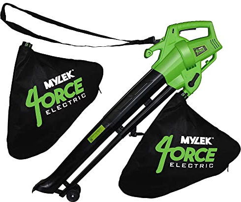Mylek Leaf Blower And Vacuum - 3000W Garden Shredder Mulcher And Rake, 6 Variable Speeds, 10m Power Cable, UK PLug, 2 x 35L Large Collection Bags, 10:1 Mulching Shredding Ratio, Lightweight