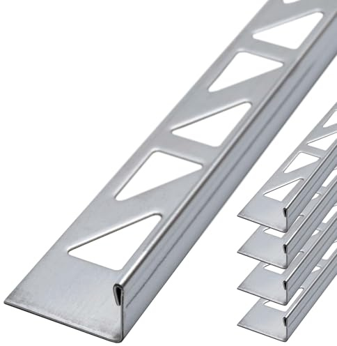 Dalsys 5x Fliesenschiene 2,5m x 10mm Poliert | Winkelprofil Edelstahl, als Fliesenabschlussprofil, L-Profil für saubere Kanten, hochwertige Fliesen Abschlussleiste