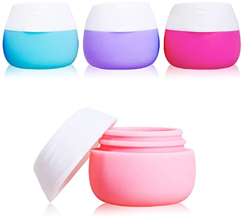 Gemice Silicone Cream Jars, TSA Approved Travel Size Containers - Leak-proof Travel Accessories with Lid for Cosmetic Makeup Face Body Hand Cream (4 Pieces)