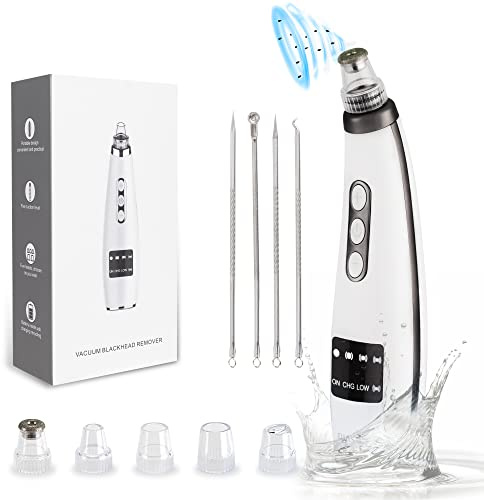 Blackhead Remover, EUASOO USB Rechargeable Pimple Extractor, Electric Pore Vacuum Blackhead Remover Tools for Women & Men, Blackhead Vacuum Kit with 10 * Filter Sponge & 5 * Rubber Ring & etc.