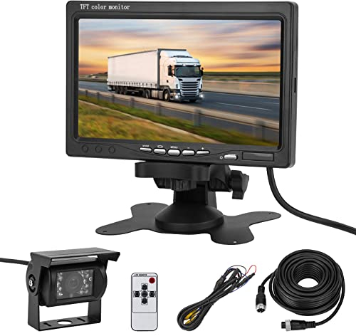 CICMOD Rückfahrkamera mit 7 Zoll TFT LCD Monitor Kabel Rückfahrsystem 12V-24V 18 IR Kamera-Kit Universal Einparkhilfe für LKW Anhänger Bus Van