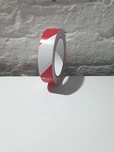 Bodenmarkierungsband 19 mm x 33 m Rot/Weiß Warnband selbstklebend I Bodenklebeband zur Boden- und Sicherheitsmarkierung I Markierungsband, Klebeband (19mm x 33m, Rot/Weiß)