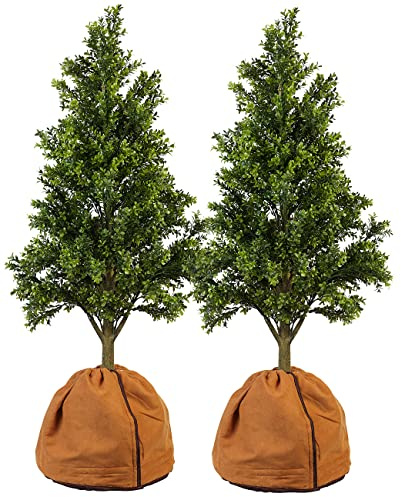 Royal Gardineer Winter Topfschutz: 2er Set Thermo-Topfschutz für Pflanzen,40 x 40 cm,mit Drainage,braun (Thermobeutel für Pflanzen, Schutzvliese, Gewächshaus)