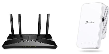 TP-Link Routeur WiFi 6, AX 3000 Mbps bi-Bande, 5 Ports Gigabit, Port USB 3.0, 4 antennes & Répéteur RE330 Amplificateur AC1200, Extender jusqu'à 120㎡