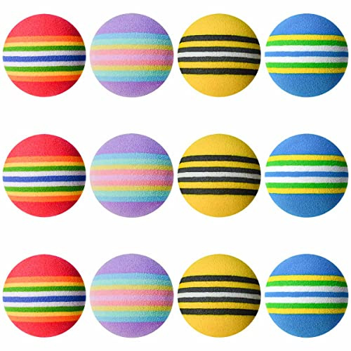 12 Pack Foam Cat Soccer Balls - Soft, Quiet, Interactive Toys for Kitten, Dog, Puppy - Indoor Activity Play, Chase, Training, Chewing