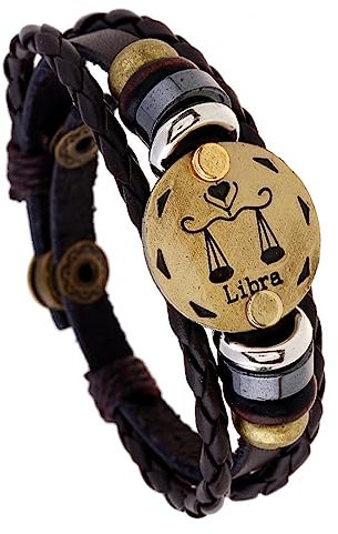 LODMLOER Waage Punk Sternzeichen Armband Für Frauen – Widder Löwe Konstellationen Charm Herren Armbänder Jungfrau Fische Anhänger, Frauen Sternzeichen Geschenk, Waage