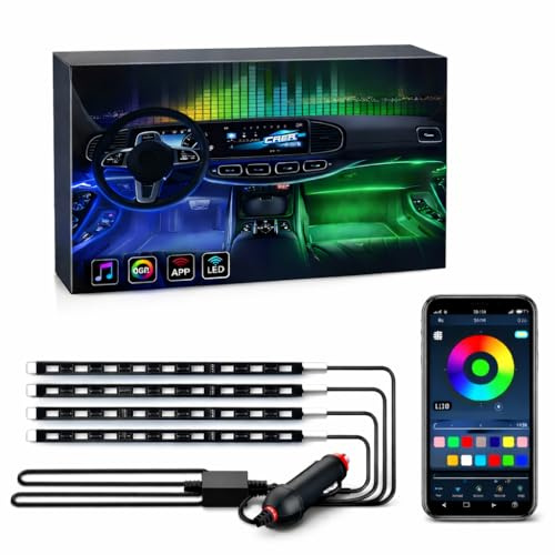 Car Passion Kit Led Innenraum Auto RGB Beleuchtung Umgebungslicht Innenraum Auto LED-Streifen 9 Farben mit Handy APP Farbsteuerung und Beleuchtungsmodus 4 Stück 22 cm Personalisierte Atmosphäre
