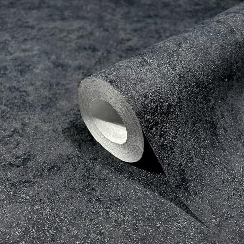 marburg Tapete Schwarz Betonoptik Uni Industrial GZSZ für Wohnzimmer oder Schlafzimmer Made in Germany 10,05 x 0,53m