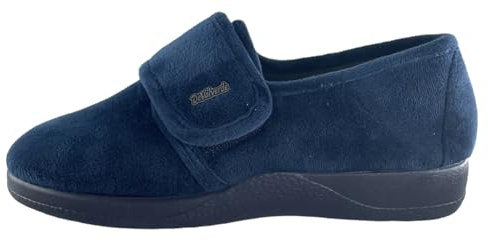 DeValverde Zapato Invierno para Mujer Pies Delicados - Anatómica Flexible y Ligera con Velcro - Terciopelo - Suela Antideslizante - Plantilla Acolchada - 35-42EU (Azul, 41)