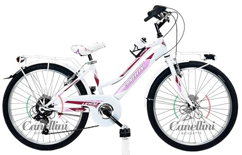 BICICLETTE CANELLINI LINCY Mädchenfahrrad MTB 24 Zoll (61 cm), 6 Gänge, Weiß