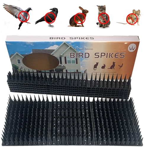 KEELYY 5.2m Vogelabwehr aus Kunststoff Taubenabwehr Balkon Taubenschutz Vogelschutz Spikes für Katze, Marder, Taube, Zaun, Fensterbank, Dach, Robust,43x4cmx3,5cm - 12 Stück