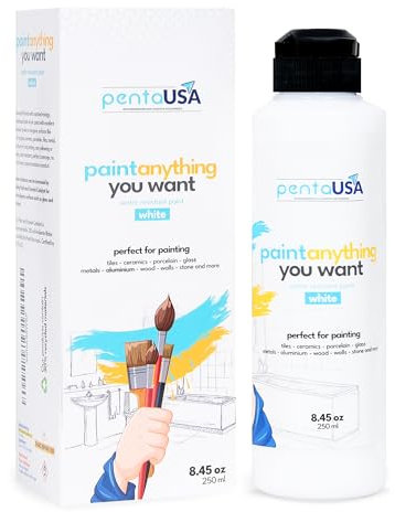 PENTAUSA Vernice Multisuperficie - Per Legno, Mobili da Cucina, Ceramica, Metallo, Piastrelle - Opaca, Lavabile & Senza Primer (Bianco, 250ml)