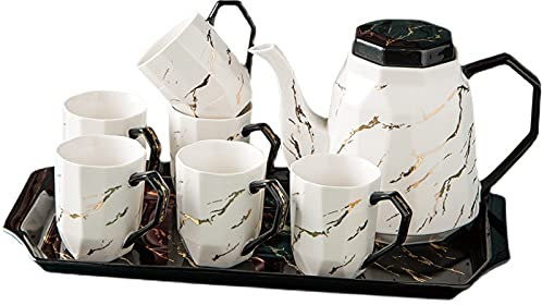 ABNNHK Set da tè in Porcellana Set da tè per Adulti con Vassoio, Tazza da tè con teiera, Tazze da caffè Moderne per tè e caffè