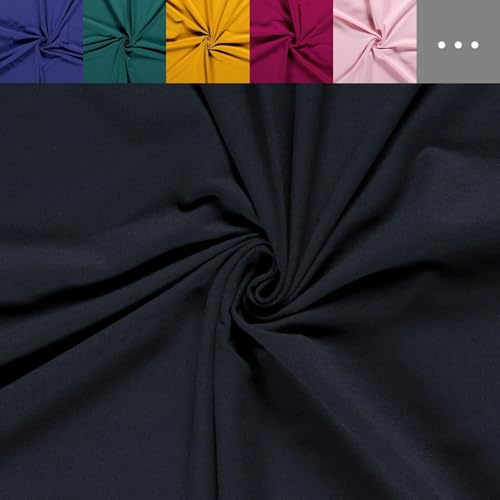 Sommersweat Meterware uni - French-Terry Sweatstoff einfarbig - Sweat Stoff meliert, Pullistoff weich, Dicker Jersey kuschelig *Ab 50cm, Farbe: 008 marine