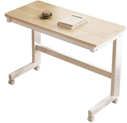 Tragbarer kleiner Stehpult mit Rollen für Zuhause, Büro, platzsparend, Schreibtisch, Arbeitsplatz, Beistelltisch für Schlafzimmer, Gelb (60 cm)