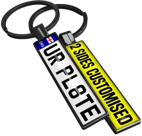 SONZE Personalised 3D Number Plate Keyring with Name, Text, Logo & Photo - Customised Car License Plate Keyrings For Men & Women - Create the Perfect Personalised Keyrings
