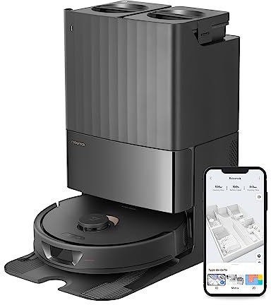 roborock Qrevo Saugroboter mit Wischfunktion, 5500Pa Saugkraft, 3D-Kartierung, Doppeldrehmopps Wischroboter-Schwarz (Generalüberholt)