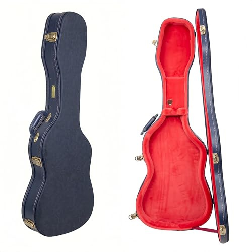 Crossrock Relief Series Elgitarrfodral för Tele/Strat | Karvad Ocean Blue-finish, Djupt scharlakansröd sammet invändigt, lås (CRW630STOB)