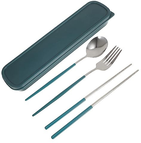 Cabilock Reise Besteckset Edelstahl Tragbar Mit Aufbewahrungsbox Gabel Löffel Essstäbchen Outdoor Camping Picknick Mehrweg
