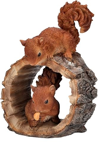 Gartenfigur Eichhörnchen Paar spielend – Lebensechte HotAnt Tierfigur, 23 cm, wetterfest & handbemalt