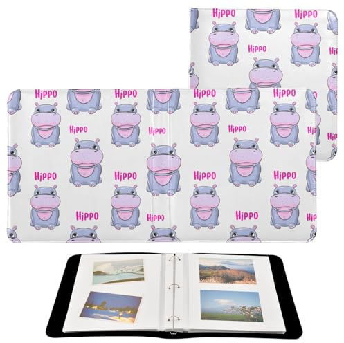 JUMBEAR Grande album fotografico autoadesivo con 20 pagine, album fai da te, per matrimoni, famiglia, bambini, vacanze, simpatico ippopotamo in stile cartone animato