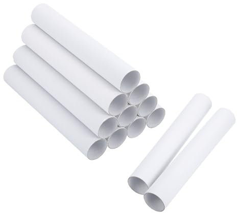 sourcing map Lot de 12 tubes en carton ondulé pour travaux manuels, peinture, dessin, fournitures artistiques, projets de bricolage, 24 x 4 cm, blanc