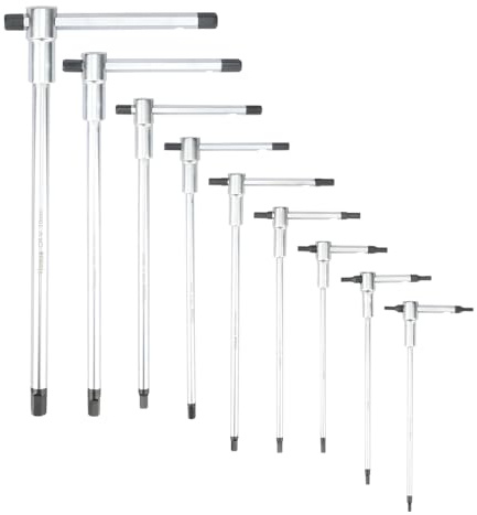 Hoteche Set di 9 chiavi a brugola con impugnatura a T | 2,5-10 mm | acciaio CRV cromo-vanadio | cromato opaco