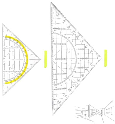 Geodreieck mit Griff,2 Stück Geodreieck Set,16cm Kunststoff Lineal Geo Dreieck,Geodreiecke Klein Groß zum Zeichnen,Winkelmesser Transparentem für Studenten,Schule,Büro,Mathe,Kunst,Designer Malerei