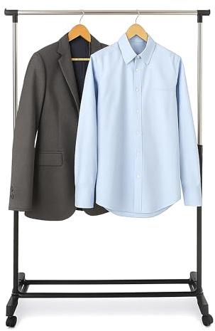 Relaxdays Kleiderständer, höhenverstellbar 90–158 cm, mit Rollen, Ablage, bis 15 kg, Garderobenständer, Silber/schwarz